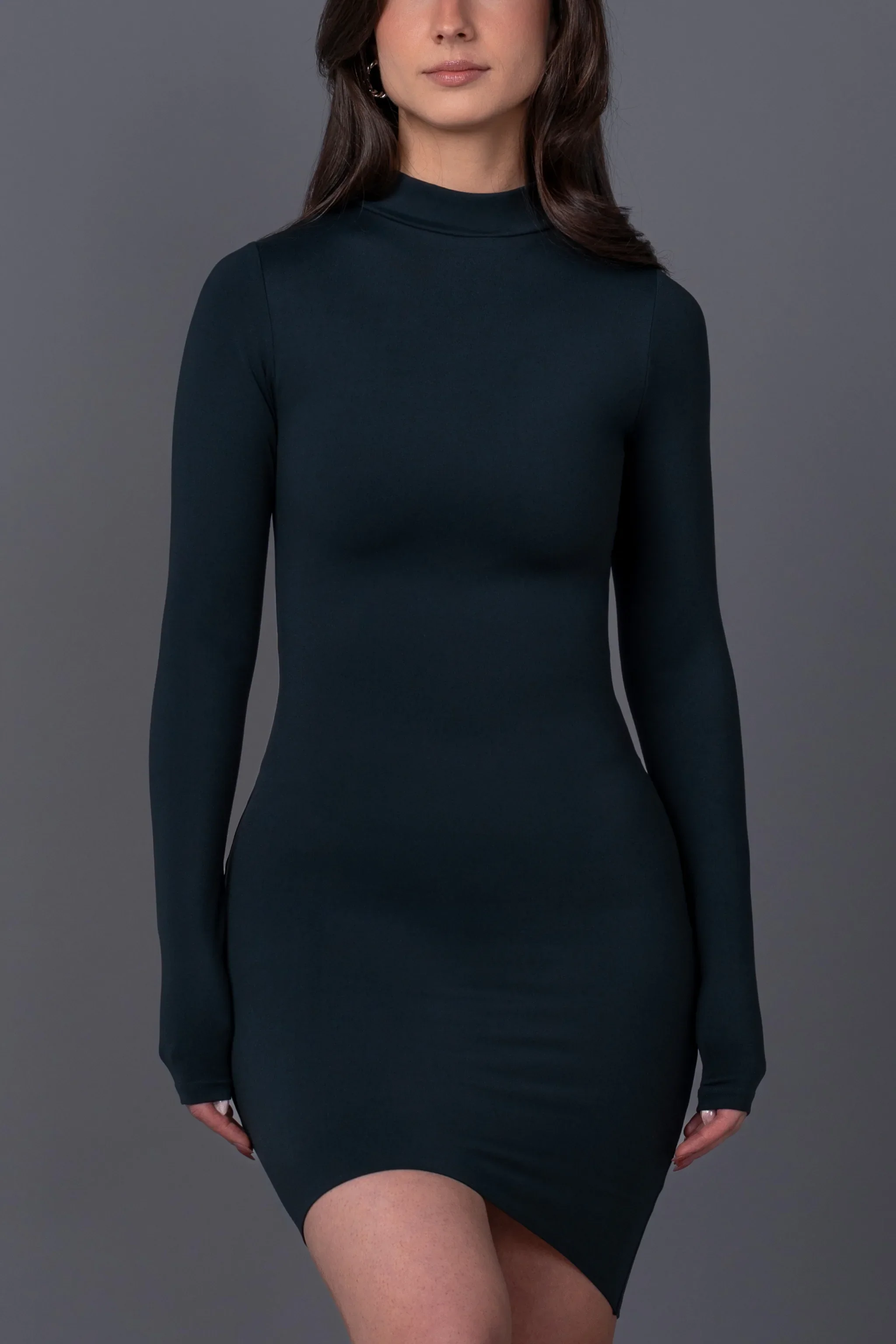 Mock Neck Long Sleeve Mini Dress